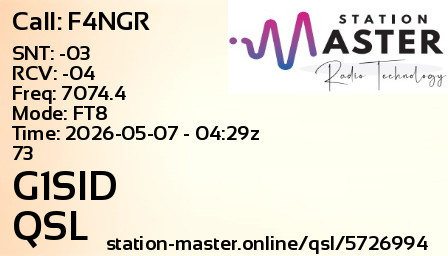QSL Card for G1SID QSO with F4NGR
