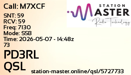 QSL Card for PD3RL QSO with M7XCF