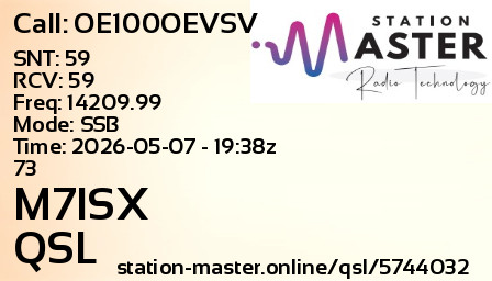 QSL Card for M7ISX QSO with OE100OEVSV