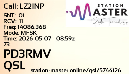 QSL Card for PD3RMV QSO with LZ2INP