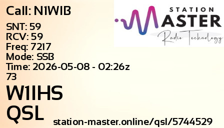 QSL Card for W1IHS QSO with N1WIB