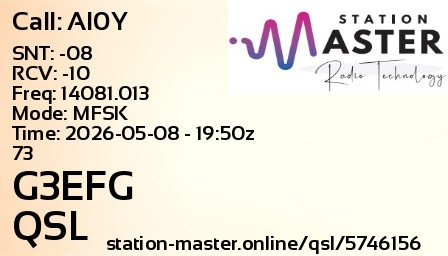 QSL Card for G3EFG QSO with AI0Y