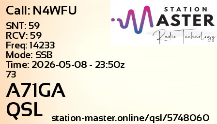 QSL Card for A71GA QSO with N4WFU