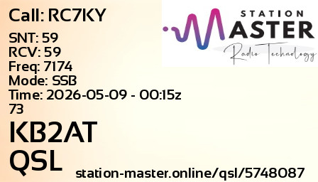 QSL Card for KB2AT QSO with RC7KY