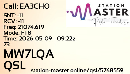 QSL Card for MW7LQA QSO with EA3CHO