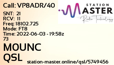 QSL Card for M0UNC QSO with VP8ADR/40