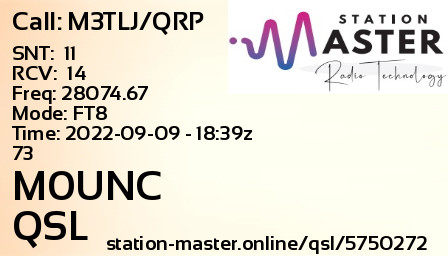 QSL Card for M0UNC QSO with M3TLJ/QRP