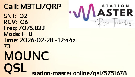 QSL Card for M0UNC QSO with M3TLJ/QRP