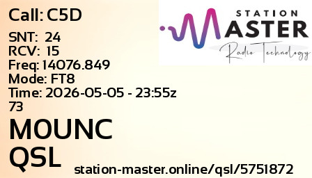 QSL Card for M0UNC QSO with C5D
