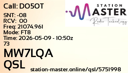 QSL Card for MW7LQA QSO with DO5OT
