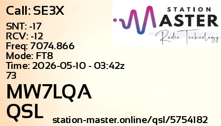 QSL Card for MW7LQA QSO with SE3X