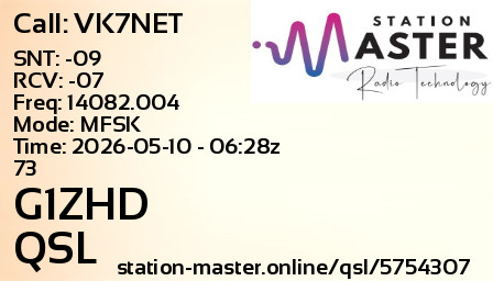 QSL Card for G1ZHD QSO with VK7NET
