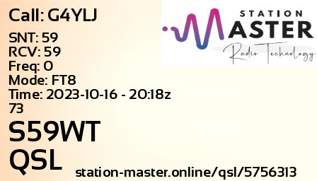QSL Card for S59WT QSO with G4YLJ