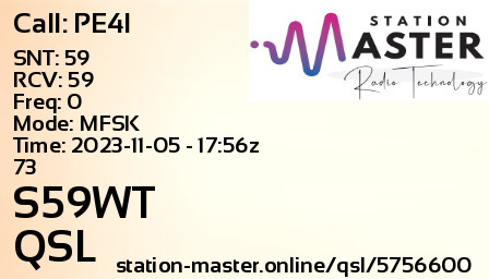 QSL Card for S59WT QSO with PE4I