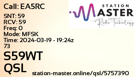 QSL Card for S59WT QSO with EA5RC