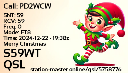 QSL Card for S59WT QSO with PD2WCW