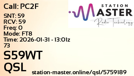 QSL Card for S59WT QSO with PC2F