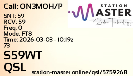 QSL Card for S59WT QSO with ON3MOH/P