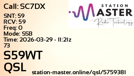 QSL Card for S59WT QSO with SC7DX