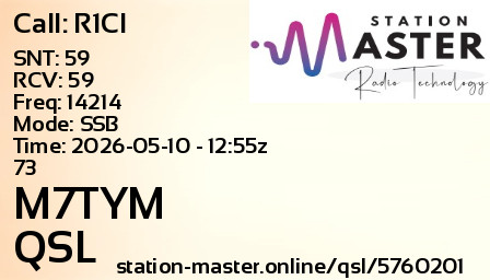 QSL Card for M7TYM QSO with R1CI