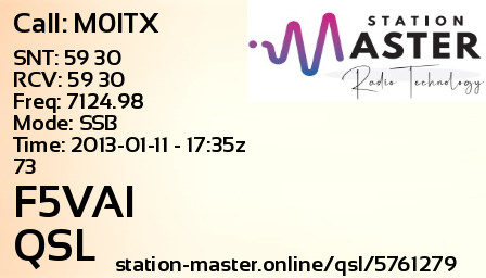 QSL Card for F5VAI QSO with M0ITX