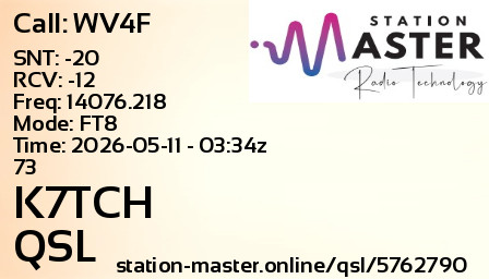 QSL Card for K7TCH QSO with WV4F