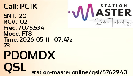 QSL Card for PD0MDX QSO with PC1K