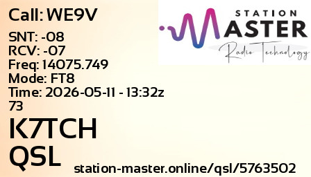 QSL Card for K7TCH QSO with WE9V