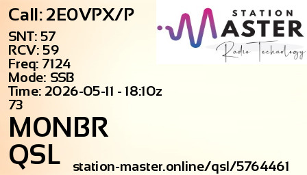QSL Card for M0NBR QSO with 2E0VPX/P