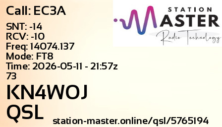 QSL Card for KN4WOJ QSO with EC3A