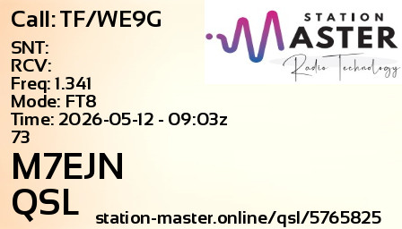 QSL Card for M7EJN QSO with TF/WE9G