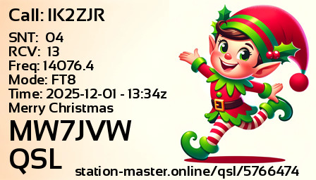 QSL Card for MW7JVW QSO with IK2ZJR