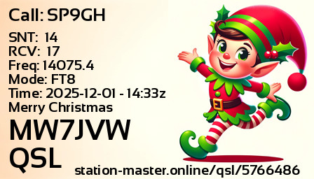 QSL Card for MW7JVW QSO with SP9GH