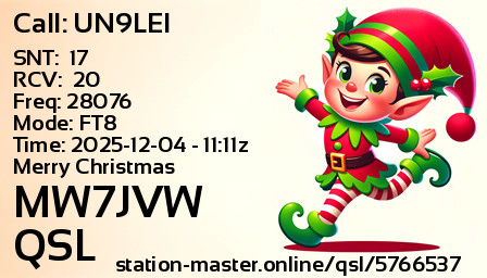 QSL Card for MW7JVW QSO with UN9LEI