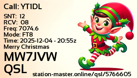 QSL Card for MW7JVW QSO with YT1DL
