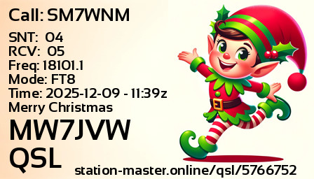 QSL Card for MW7JVW QSO with SM7WNM