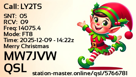 QSL Card for MW7JVW QSO with LY2TS