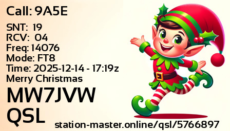 QSL Card for MW7JVW QSO with 9A5E