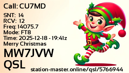 QSL Card for MW7JVW QSO with CU7MD