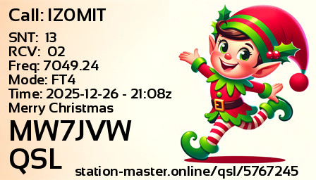 QSL Card for MW7JVW QSO with IZ0MIT
