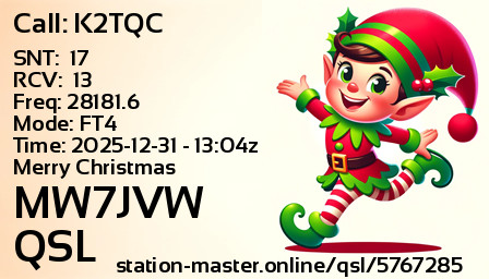QSL Card for MW7JVW QSO with K2TQC