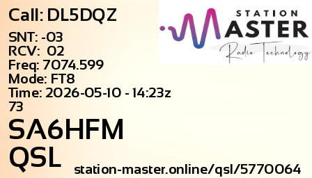 QSL Card for SA6HFM QSO with DL5DQZ