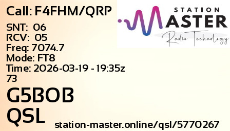 QSL Card for G5BOB QSO with F4FHM/QRP