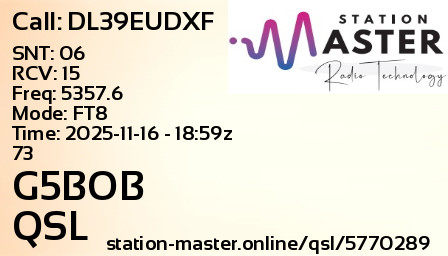 QSL Card for G5BOB QSO with DL39EUDXF