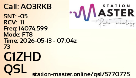QSL Card for G1ZHD QSO with AO3RKB