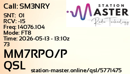QSL Card for MM7RPO/P QSO with SM3NRY