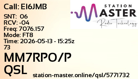 QSL Card for MM7RPO/P QSO with EI6JMB