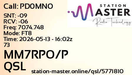QSL Card for MM7RPO/P QSO with PD0MNO