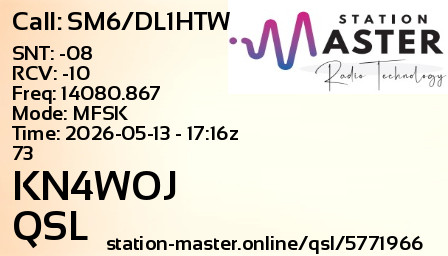 QSL Card for KN4WOJ QSO with SM6/DL1HTW
