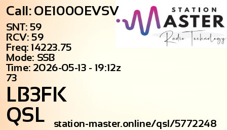 QSL Card for LB3FK QSO with OE100OEVSV